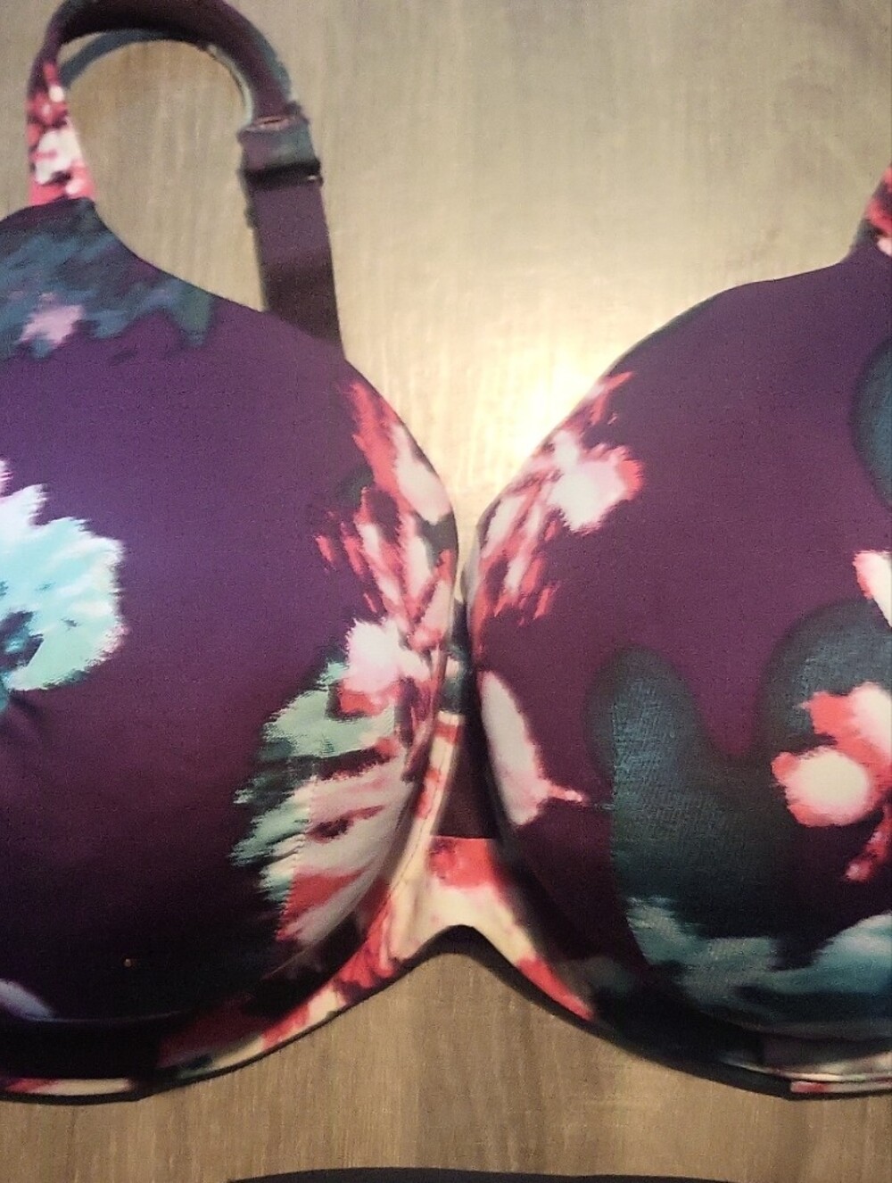 Floral Print French Full Coverage Bra in Purple and Pink